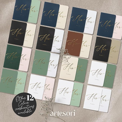 ARTESORI Wedding Vow Book for Her & Him, Soft Touch, Gold Engraving, 28 Lined Pages, Wedding Vow Books His and Hers, Wedding Essentials, Wedding Registry Gifts, His and Hers Gifts [Blush & Black]