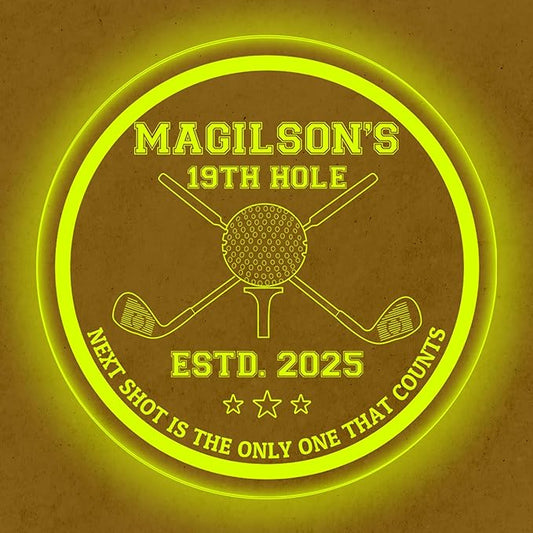 Custom Golf LED Bar Sign – Personalized Color Changing Acrylic Wall Decor for Home Bar, Man Cave, Game Room, or Patio (Golf Bar, 16 INCHES)