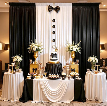 10ftx10ft Black Sequin Backdrop Curtain for Parties, Wrinkle Free Thick Glitter Sparkle Photo Backdrop Drapes 2 Panels 5x10FT Shimmer Back Drop Cloth for Wedding Birthday Halloween Background