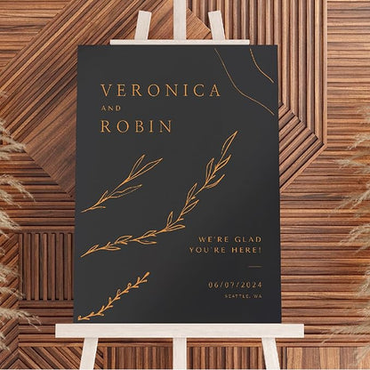 Personalized Wedding Welcome Sign, Customized Black Acrylic Sign for Wedding, 3 Optional Sizes, 29 Design Colors - Wedding Plaque for Welcome Sign, Customizable Wedding Décor
