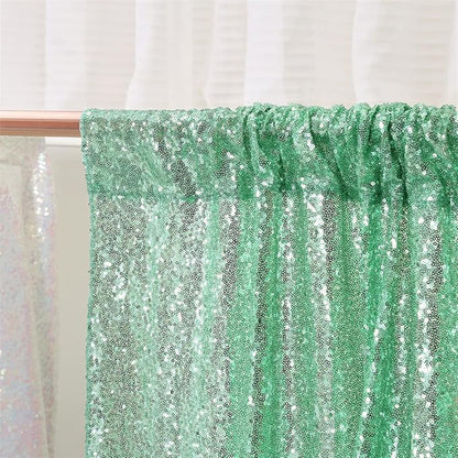 Eternal Beauty Mint Greem Sequin Backdrop, 7x7 Ft Glitter Background Curtains for Shimmer Photography Party Wedding Birthday Back Drop Decor