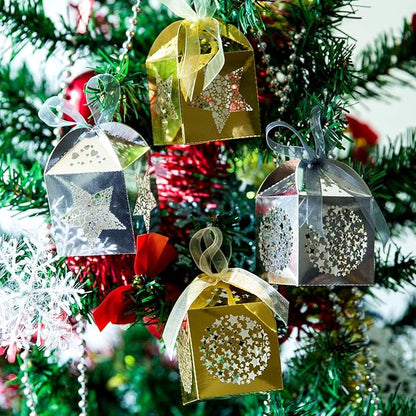 Naler 40pcs Mini Christmas Gift Boxes for Presents, Favor Boxes for Halloween Christmas Wedding Favor Party Gift Wrap Decoration, Gold & Silver, 2 x 2 x 3 Inches
