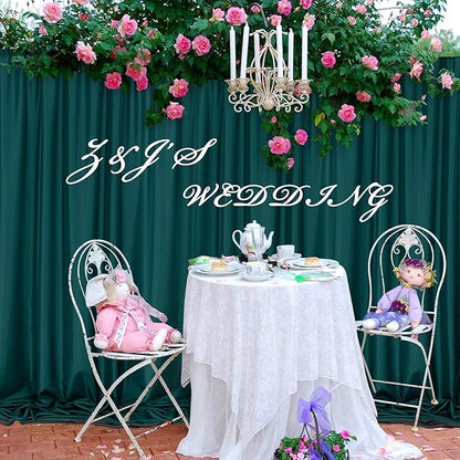 MEETSKY 10ft x 8ft Hunter Green Backdrop Curtains for Parties Wedding Curtain Rod Pocket Dark Green Photo Backdrop Sliding Drapes Backdrop Curtains for Photography, 5ft x 8ft, 2 Panels