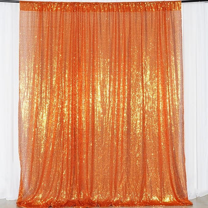 Poise3EHome 6FT x 8FT Orange Sequin Photography Backdrop Curtain for Halloween Party Decoration