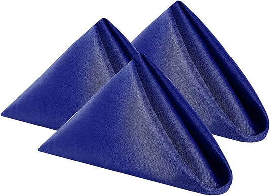 Cloth Napkins 17x17 inch Washable Polyester Dinner Napkins Soft Table Napkins for Wedding Party Dining Banquet(Royal Blue,12PCS)