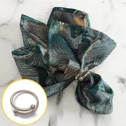 8 Pcs Silver Napkin Rings - Round Napkin Ring,Stainless Steel Napkin Rings,Metal Napkin Ring for Table Settings Wedding Christmas Party Dinner Table(Spring Type)