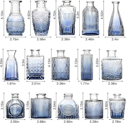 Arme Bud Vases Set of 32, Blue Vase for Centerpieces, Clear Bud Vase in Bulk, Mini Flower Vintage Cute Vases for Centerpieces, Small Glass Vases for Wedding Decor, Home Table Flower Décor