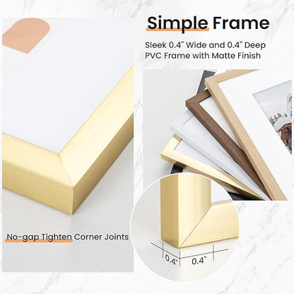5x7 inch Picture Frame, 5x7 Photo Frames with 4x6 Removable Mat - High Definition Plexiglass - Vertical and Horizontal Display - Wall Hanging Frame - Gold, 5 Pack