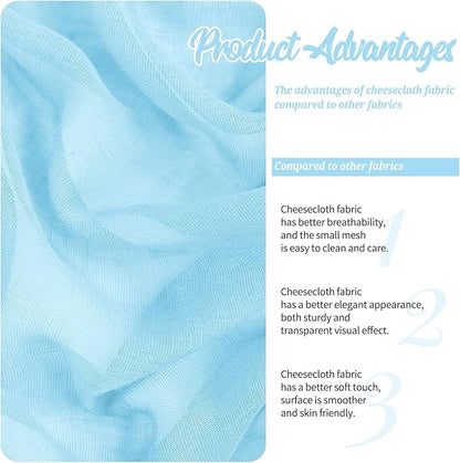 4 Panels Light Blue Wedding Arch Draping Fabric Cheesecloth Fabric 35" x 20FT Gauze Fabric Arch Drapes for Wedding Reception Sheer Backdrop Photo Background Household or Out Door Curtain