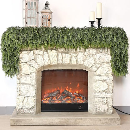 Real Touch Cedar Garland - Artificial Christmas Garlands Faux Green Cedar Fake Pine Needles Garland for Fireplace,Table, Stairs, Mantle, Window,Indoor Outdoor,Home,Holiday Decor(1 PCS,6 FT)