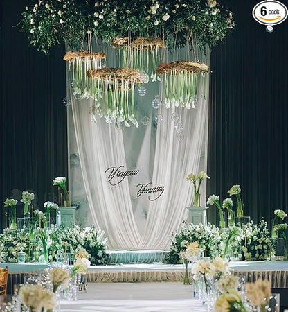 DUOBAO 6-Panel Chiffon Wedding Backdrop Drapes 5x10FT - Semi-Sheer White Fabric Ceiling & Stage Decor for Ceremony, Party, Outdoor Events