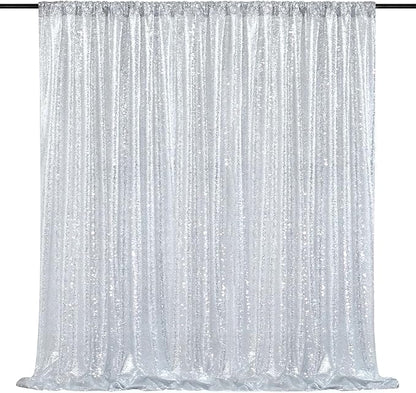 Silver Sequin Backdrop 7ft x 7ft Glitter Photo Booth Backdrop Curtains for Wedding Birthday Baby Shower Event