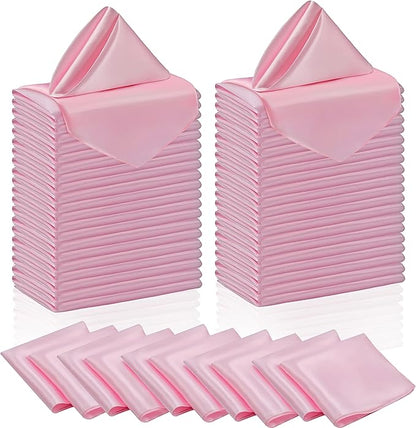 Manyshofu 60 Pieces Light Pink Satin Napkins - 20x20 Inches Cloth Napkins, Square Satin Fabric Napkin Set - Soft & Reusable Table Napkin for Wedding Dinner Party Lunch Banquet Restaurant Decoration