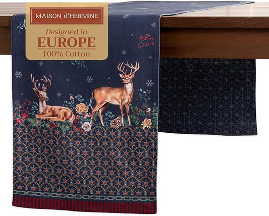 Maison d' Hermine Table Runner 100% Cotton Double Layer Table Runners 72 inches Long for Thanksgiving Christmas Decorations Home Kitchen Dining Party Wedding (Christmas Joy, 14.5" x 72")
