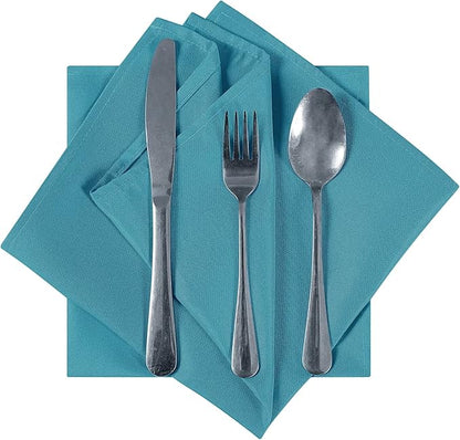 Cloth Napkins 17x17 inch Washable Polyester Dinner Napkins Soft Table Napkins for Wedding Party Dining Banquet(Caribbean Blue,25PCS)