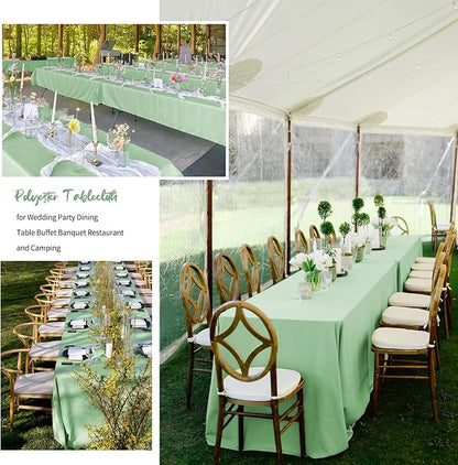 12 Pack 60 x 126 Inch Rectangle Tablecloth Sage Green Polyester Tablecloth for 8 Ft Rectangle Tables, Washable Fabric Table Cloth for Wedding Dining Table Buffet Parties Camping