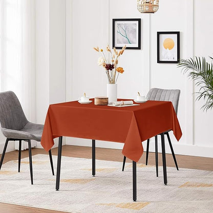 sancua Square Tablecloths 85x85 Inch Rust - Fabric Fall Table Cloth for Square or Round Tables, Burnt Orange Washable Polyester Table Cover for Thanksgiving, Holiday Party, Decorative Display Tables