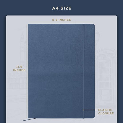 BEECHMORE BOOKS Lined Journal Notebook, 8.5 x 11.5 inch, A4 160 Lined Pages, Hardcover Leather Journals for Women, Men, Writing and Notebooks for Work - 120 GSM Thick Paper, Gifts Box Included