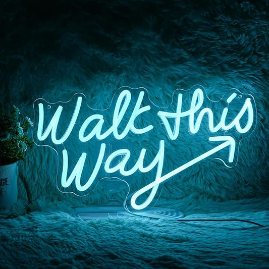 Walk This Way Neon Sign, Arrow Direction Neon Light, Neon Sign For Wall Decor, Art Led Light for Resturant Signage Home Welcome Sign Bedroom Bar Hotel Shop Party (16.7 x 9.4 in)