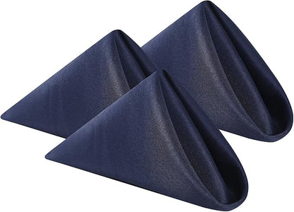 Cloth Napkins 17x17 inch Washable Polyester Dinner Napkins Soft Table Napkins for Wedding Party Dining Banquet(Navy,12PCS)