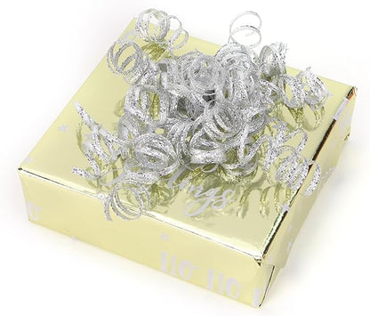 6" Metallic Silver Christmas Curly Ribbon Bows for Gift Wrapping Self Adhesive Gift Bows for Holiday Decor, Baskets, Birthday, Wedding, Presents, Party Favors Decorations 6 Counts