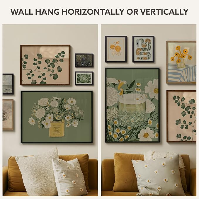 Opposite Wal - 8x10 in - Dark Solid Oak Wood Picture Frames with Mat - Wall Hanging & Tabletop Photo Frame - Pictures Display 5x7 with Mat, 8x10 without - Office, Gallery & Home Decor