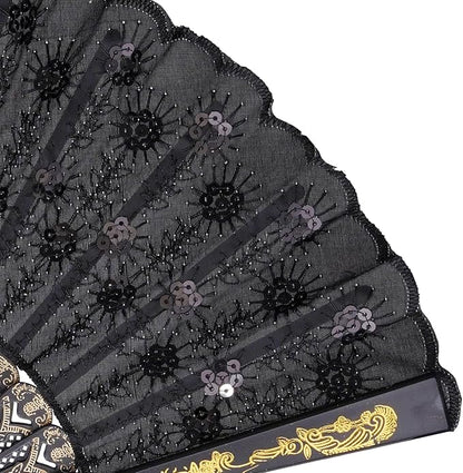QIRMIZI 10 PACK Fabric Folding Handheld Fans, Perfect for Weddings, Parties, and Dancing,Mixed
