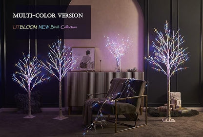 LITBLOOM Lighted Birch Branches Battery Operated with 8 Functions 30IN 100 Multi Color and Warm White Lights for Christmas Holiday Party Decoration Indoor Outdoor