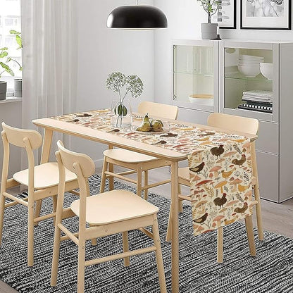 Mushroom Table Runner,Retro Natural Plant Famhouse Table Runner for Kitchen Dining Table Home Party Decoration 13x120 Inch