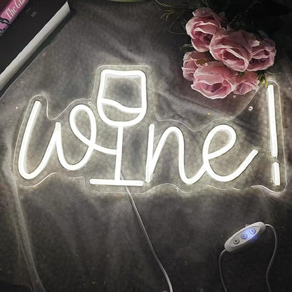 Acrylic Wine Neon Sign for Wall or Window Background Decor,LED Dimmable Bar Neon Decorative Cocktails Light Handmade Art Lamp for Home Pub Wedding Party Bar Studio,5V USB Powered