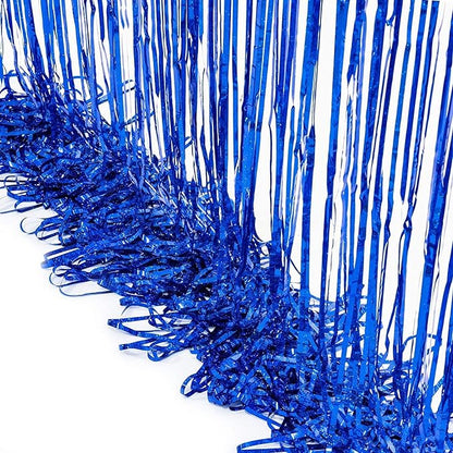 Foil Fringe Curtain Party Decorations - Black Blue Metallic Tinsel Photo Booth Backdrop Party Steamers Curtains for Birthdays Christmas New Years Homecoming Decoration
