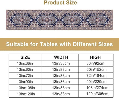 Vintage Boho Floral Table Runner, French Rustic Country Farmhouse Purple Golden Bohemia Flower Pattern for Home Kitchen Table Decor Dining Coffee Room Party Decor 13x120in