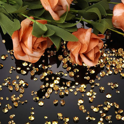 10000 Clear Wedding Table Scatter Confetti Crystals Acrylic Diamonds Rhinestones for Table Centerpiece Decorations Wedding Decorations Bridal Shower Decorations Vase Beads (Gold, 3 mm, 6 mm and 10 mm)