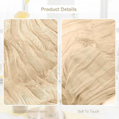 1 Pack Nude Cheesecloth Table Runner 35x120 Inch 10Ft Rustic Gauze Cheese Cloth Table Runner Sheer Cheesecloth Table Runners for Wedding Party Bridal Shower Decoration