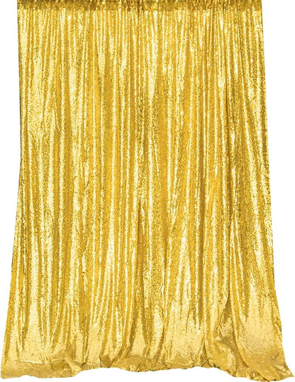 JYFLZQ Gold Sequin Backdrop Curtains 7ft x 7ft 1 Panel Glitter Photo Booth Backdrops Sparkly Photography Background Drapes for Parties Wedding Bridal Showers