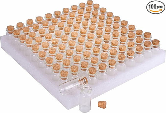 MaxMau 10ml Small Glass Bottles with Cork Stoppers,pack of 100 Vials Tiny Jars for DIY Art Crafts Projects Store Wishing Bottles Message Wedding Favors Gift