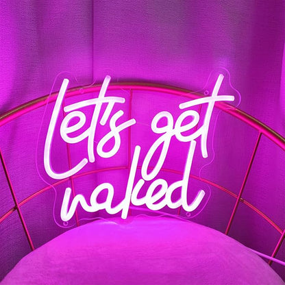 Lets Get Naked Neon Sign Let's Get Naked Neon Signs for Wall Decor, Led Light Sign for Girls Thanksgiving Bedroom Birthday Party Bar, 11.8" x 9.4"