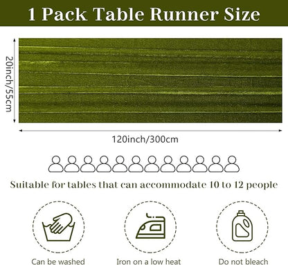 Velvet Table Runner 20 x 120 Inches 10ft Luxurious Thick Soft Velvet Christmas Thanksgiving Wedding Reception Table Runner for Party Reception Decorations(Olive Green, 1 Pack)