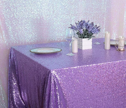 SquarePie Sequin Tablecloth 60 x 120 Inch Lavender Sparkly Table Linen for Wedding Party