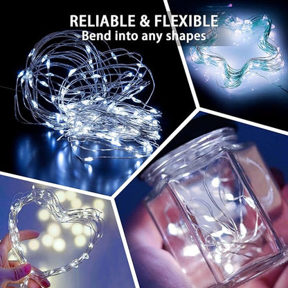 8 Pack White Fairy Lights 7Ft 20 LED Twinkle String Lights 3 Modes Battery Operated Waterproof Firefly Starry for Mason Jar Party Wedding Christmas Valentines Day Table Centerpieces,Cold White