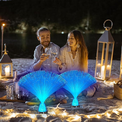 Patelai 10 Pcs LED Fiber Optic Lamp Color Changing Fiber Optic Night Light with Multicolor Glow Decorative Table Centerpiece for Sensory Bedroom Halloween Party Holiday Decorations (Novel,Blue)