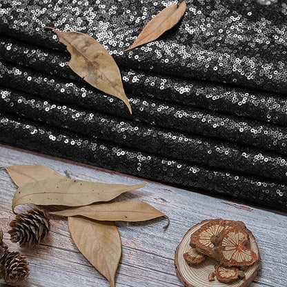 JYFLZQ Black Sequin Tablecloth - 90" Round Sparkly Glitter Metallic Table Cloths Table Cover Overly for Halloween, Retirement, Birthday Party, and Graduation Decorations