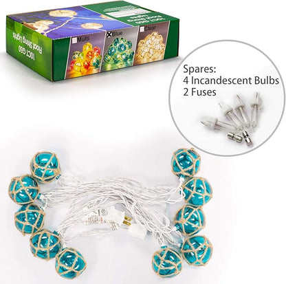 Nautical String Lights, Beach Theme Float Lights Set of 10 Blue G50 Beach String Lights for Ocean Themed Decor,Fishing Fairy Lights Adding Flare of Coast Room Decor