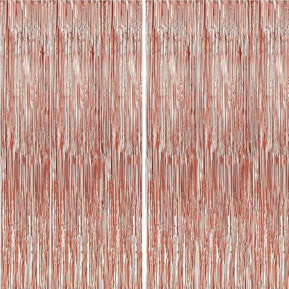 Crosize 8 Pack 3.3 x 9.9 ft Rose Gold Foil Fringe Curtains Party Decorations, Rose Gold Tinsel Curtain Backdrop for Parties, Door Streamers, Glitter Streamer Backdrop for Birthday Decoration