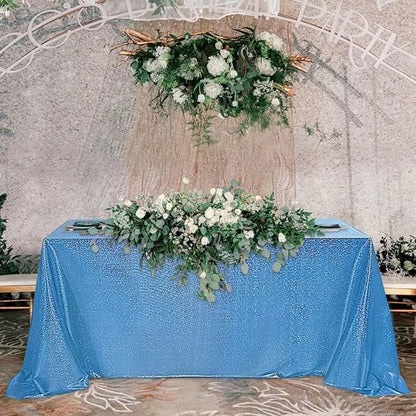 Fitable Sequin Tablecloth for Parties 52x70 Inch - Sparkle Glitter Laser Rectangle Overlay for Independence Day Decoration Ceremony Birthday Holiday Banquet Decor, Blue