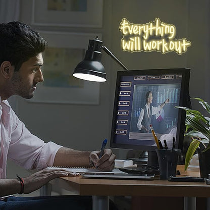 Everything Will Work Out Neon Sign,Inspirational Letter Neon Light Positive Affirmation Light up Sign for Office Bookstore Classroom(16.54 * 8.27In)