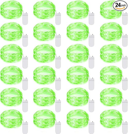 24 Pack LED Fairy Lights Battery Operated 7Ft 20Led Mini String Lights Waterproof Christmas for Mason Jars Bedroom DIY Party Wedding Christmas Decor Green