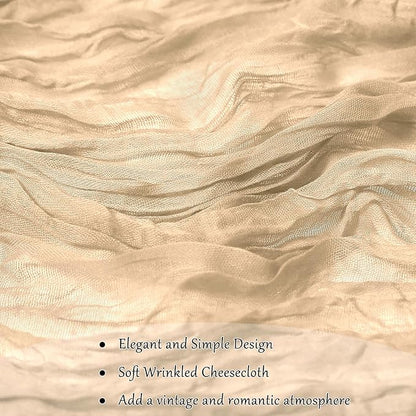 Cheesecloth Table Runner 10FT (35x120 Inch) - 10 Pack Nude Boho Gauze Fabric Cheese Cloth Table Runner Rustic Sheer Table Runners Cheesecloth for Wedding, Bridal Shower, Birthday Party Decor