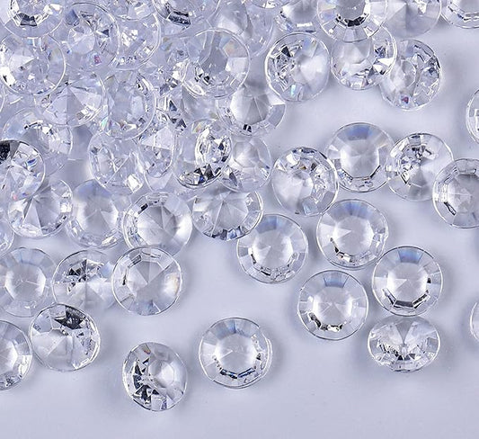 1000pcs/ Pack Wedding Table Acrylic Diamond Scatter Crystals Confetti Acrylic Gems Vase Fillers Rhinestones for Wedding, Bridal Shower, Vase Beads Decorations (10mm, Transparent)