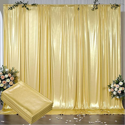 Outpain Thick 20 ft x 10 ft Gold Sequin Backdrop Curtain for Parties, Wrinkle Free Glitter Photo Backdrop Drapes 4 Panels 5x10ft Gold Back Drop Cloth for Wedding Christmas Photography Background